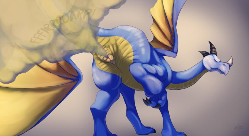 ambiguous_gender anus blue_skin dragon fart halapmir simple_background