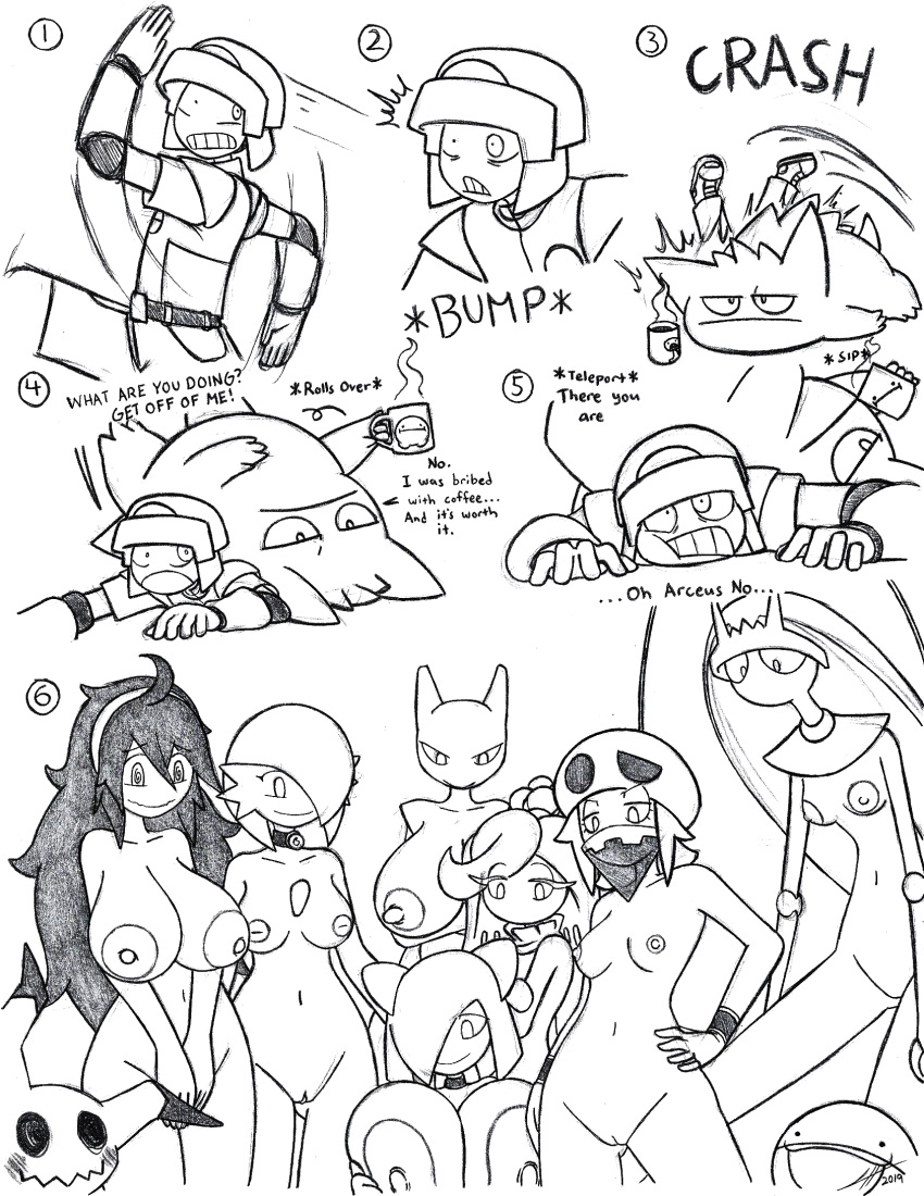 7girls ambiguous_gender arthropod baby_creeper bandana beverage big_breasts black_and_white breasts clothed clothing coffee collar creeper dialogue electrode_(pokemon) english_text female gardevoir gengar hex_maniac holidays human imminent_rape innie_pussy insects iron_boy kirlia kiwi_(mutantnight) legendary_pokémon mewtwo mimikyu minecraft monochrome mutantnight nintendo nude pheromosa pokemon pokemon_(species) pokemon_rse pokemon_sm pussy size_difference sketch team_skull team_skull_grunt team_skull_grunt_(female) text tsareena valentine's_day video_games