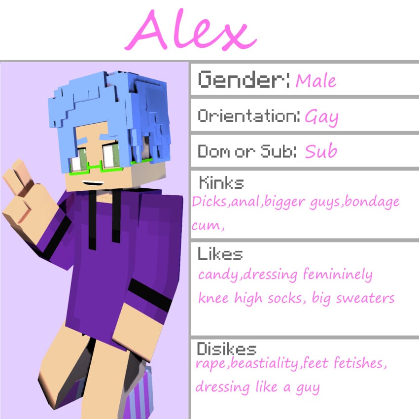 1boy 3d angel-matty angelmatty bluey_alex cat_boy catboy character commission english_text eyewear glasses looking_away male male_only mine-imator minecraft model model_sheet solo text