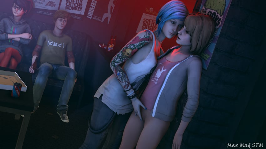 1boy 3d 3girls against_wall being_watched black_hair blue_eyes blue_hair bottomless brooke_scott brown_hair chloe_price cucked_by_lesbian cuckold exhibitionism glasses left_out life_is_strange looking_at_partner masturbation max_caulfield maxmadsfm nail_polish partially_clothed pussy shaved_pussy short_hair tattoo warren_graham watching yuri yuri_with_male_audience