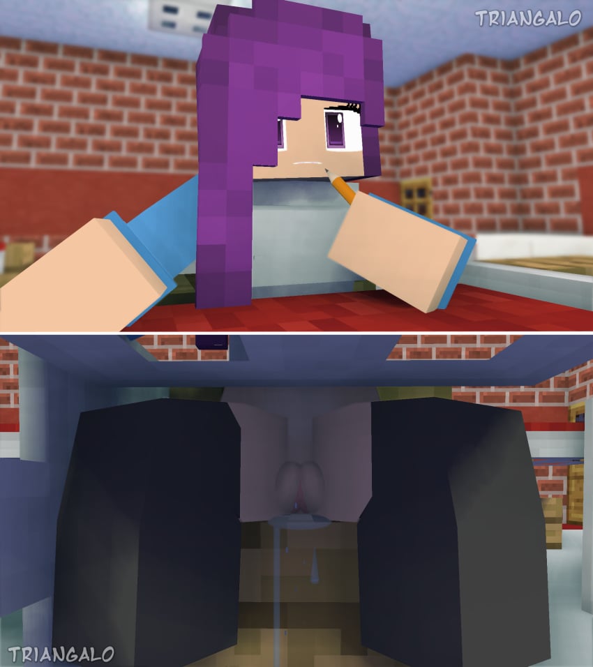 1girls 3d classroom cubic_breasts excessive_pussy_juice female female_only little_witch_academia mine-imator minecraft no_panties purple_eyes purple_hair pussy pussy_juice pussy_juice_trail pussy_squirt school schoolgirl stockings tagme triangalo violet wet_pussy