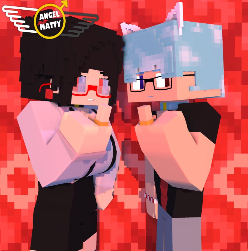 1boy 1girls 3d angel-matty angelmatty ashley_succubi bluey_alex cat_boy catboy character commission female mine-imator minecraft succubus tagme