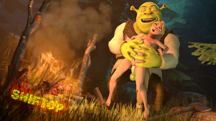 3d blonde_hair clothing crossover cum cum_in_pussy cum_inside disney disney_princess dreamworks female green_eyes monster nipples nude ogre penis rape rapunzel restrained sex shiftop shrek shrek_(series) source_filmmaker tangled universal_studios vaginal_penetration