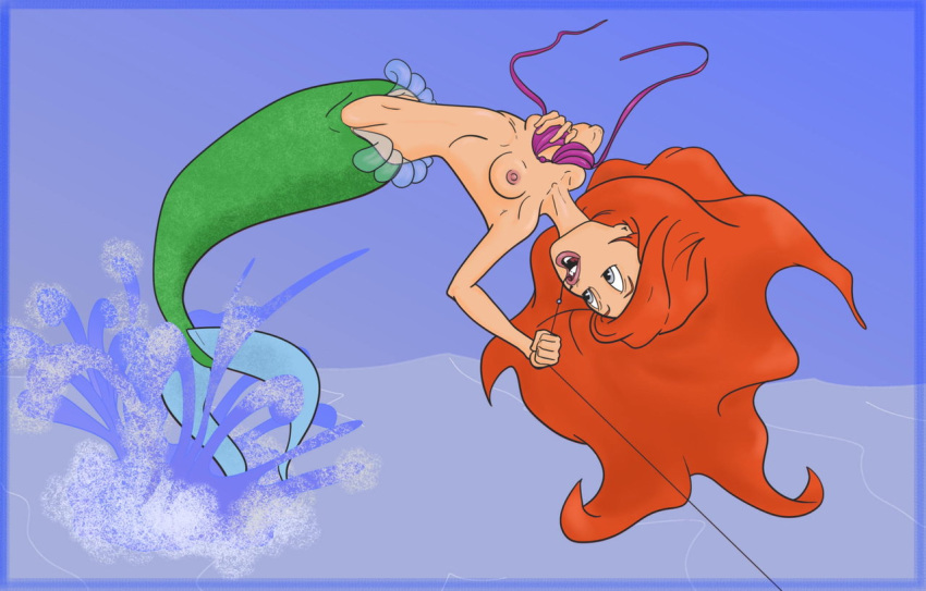 ariel disney fishing_hook hook nipples tagme the_little_mermaid wounded