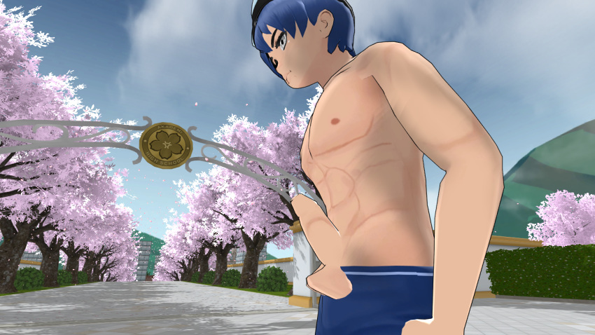 1boy hojiro_zameshiro male_focus male_only penis swimwear tagme yandere_simulator