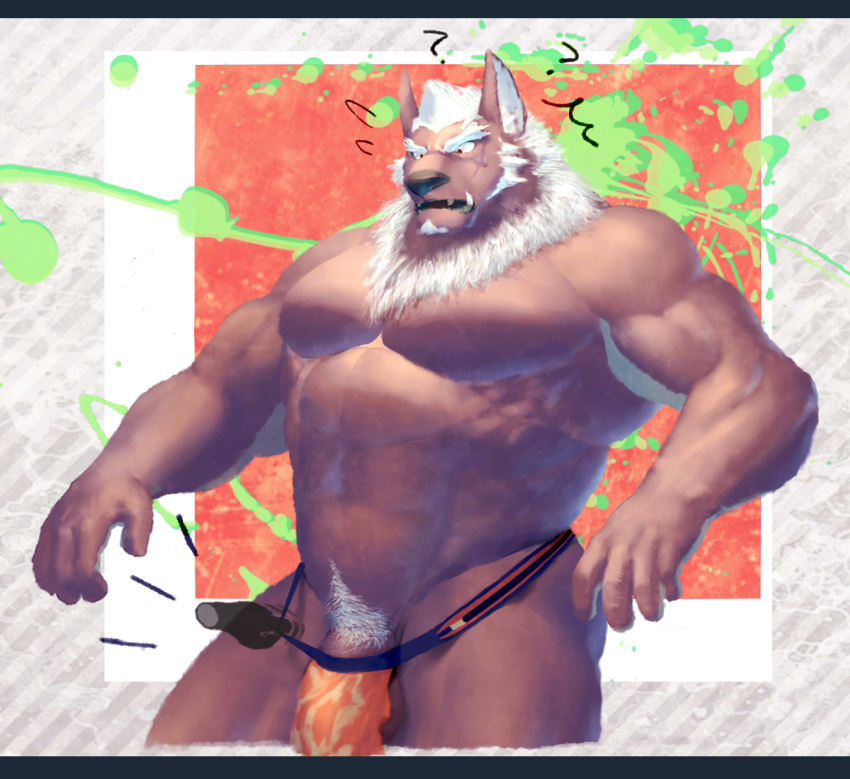 1393_noam abs canid canine canis clothing demon disembodied_hand male male_only mammal marchosias_(tokyo_afterschool_summoners) muscular muscular_male nipples pecs penis penis_base pubes scar tokyo_afterschool_summoners underwear video_games wolf