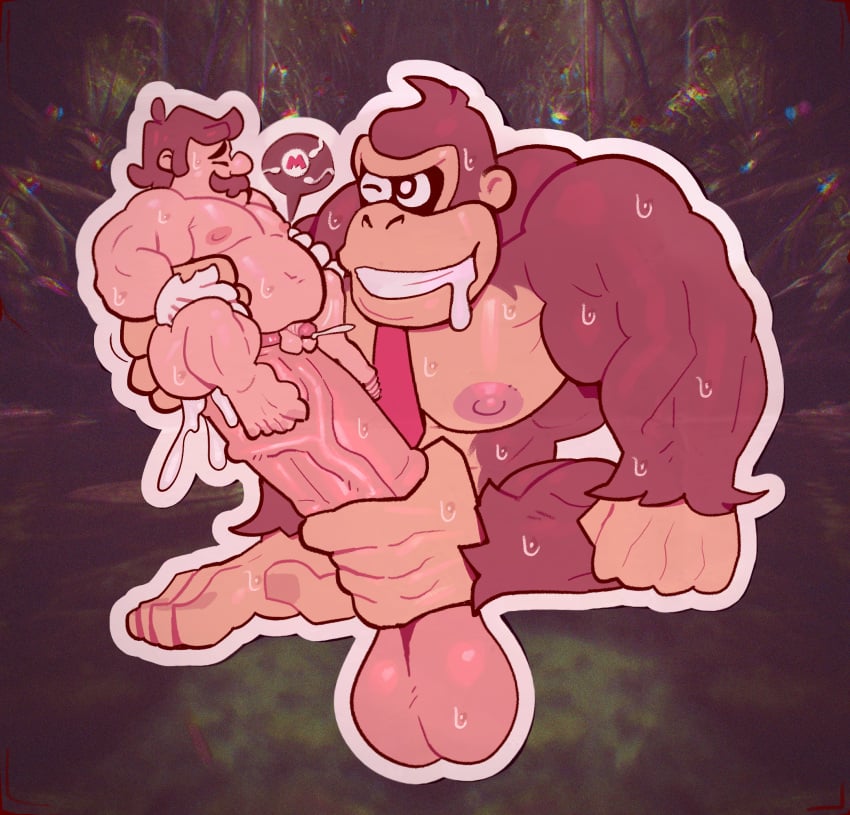 anal anal_sex anthro ape balls bara bara_tiddies bara_tits barazoku belly big_balls big_belly big_biceps big_nipples big_pecs big_penis bigger_male bodily_fluids brown_body brown_fur brown_hair clothed clothing cum cum_in_ass cum_inside donkey_kong_(series) drooling duo facial_hair feet foot_grab fur genital_fluids genitals gorilla hair haplorhine hi_res huge_balls huge_cock human hyper hyper_genitalia hyper_penis impregnation kong larger_male male male/male mammal micropenis moustache muscular muscular_anthro muscular_arms muscular_human muscular_legs muscular_male necktie nintendo nipples overweight overweight_human overweight_male ovum partially_clothed pecs penetration penis penis_size_difference pregnant pregnant_human pregnant_male primate red_necktie saliva size_difference small_penis smaller_male smile smiling_at_another sweat sweatdrop tan_body tan_skin vaniwall vein veiny_penis