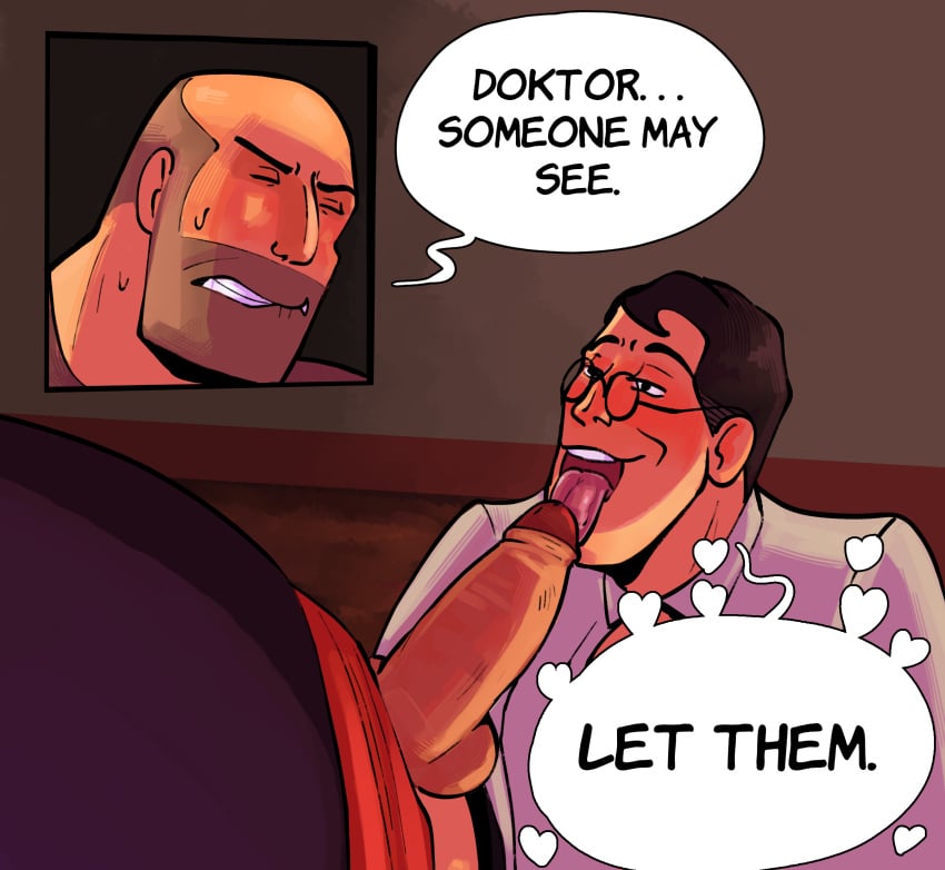 blowjob clothed foreskin gay gremlinshoard heavy_(team_fortress_2) heavy_weapons_guy licking_penis medic_(team_fortress_2) only_males public public_sex team_fortress_2 tf2