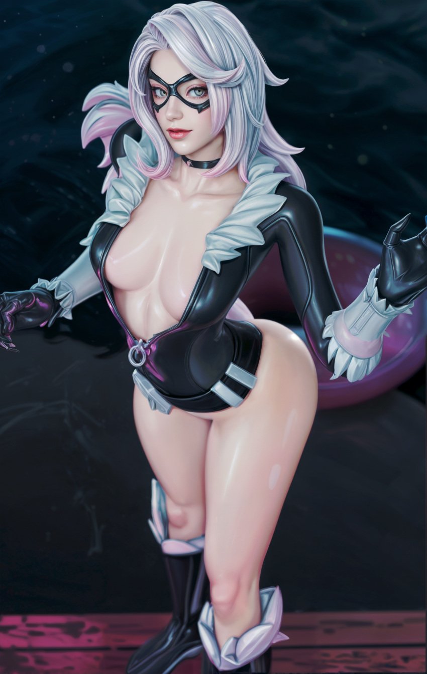 3d black_cat_(fortnite) black_cat_(marvel) cute felicia_hardy fortnite fortnite:_battle_royale marvel marvel_comics nsfw spider-man_(series) tagme white_hair