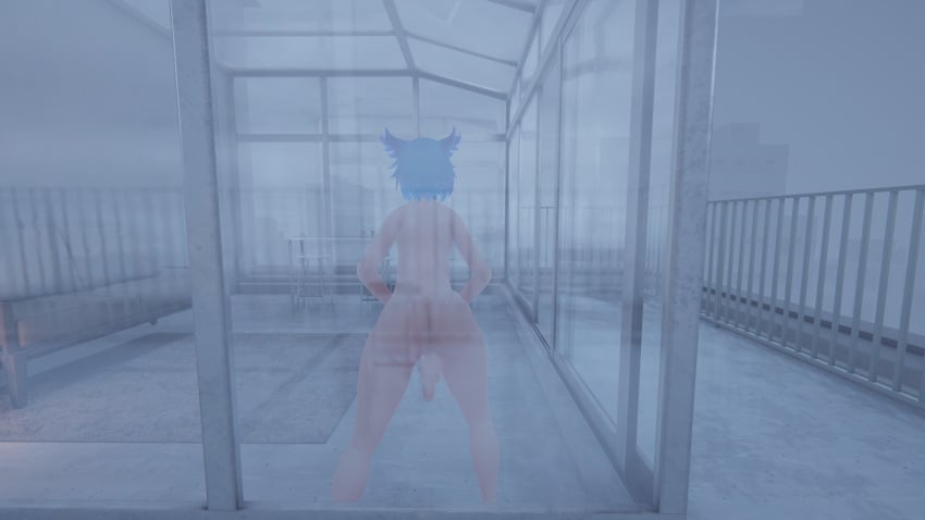 3d_model ass big_ass blue_eyes blue_hair blueysenpai femboy naked solo virtual_reality vr vrchat vrchat_avatar