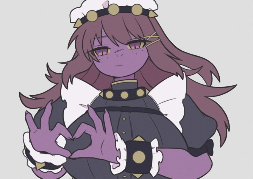 big_breasts breasts deltarune female heart_symbol huge_breasts maid maid_outfit neutral_expression susie_(deltarune) tagme underchikichan