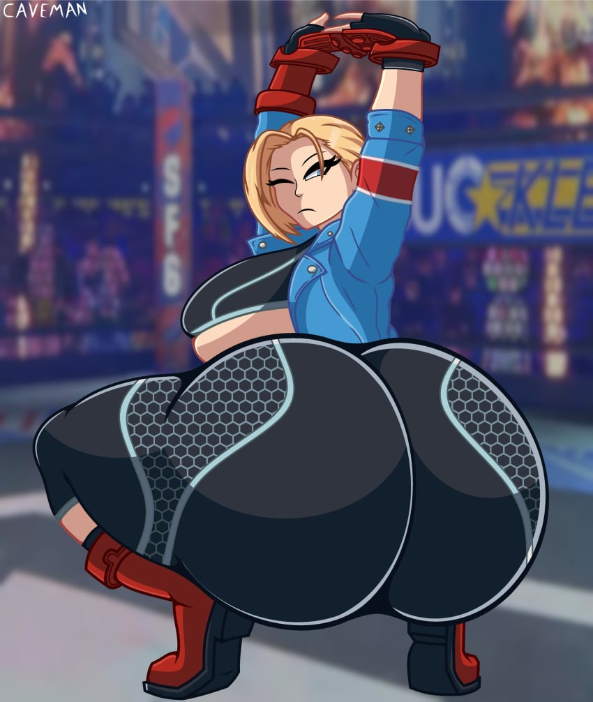 alternate_version_at_source alternate_version_available ass big_ass big_butt breasts cammy_white caveman147 dumptruck_ass enormous_ass female female_only giant_ass huge_ass jacket large_ass leggings light-skinned_female light_skin short_hair squatting street_fighter street_fighter_6 thick_thighs tight_clothing voluptuous wide_hips