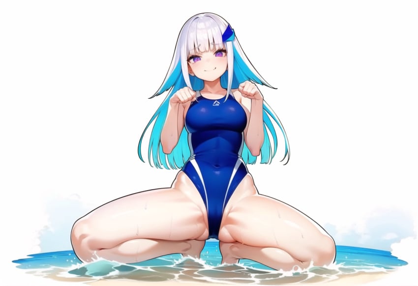 1female 1girls ai_generated commentary_request english_commentary female female_only light-skinned_female light_skin lize_helesta nijisanji solo solo_female swimsuit virtual_youtuber vtuber