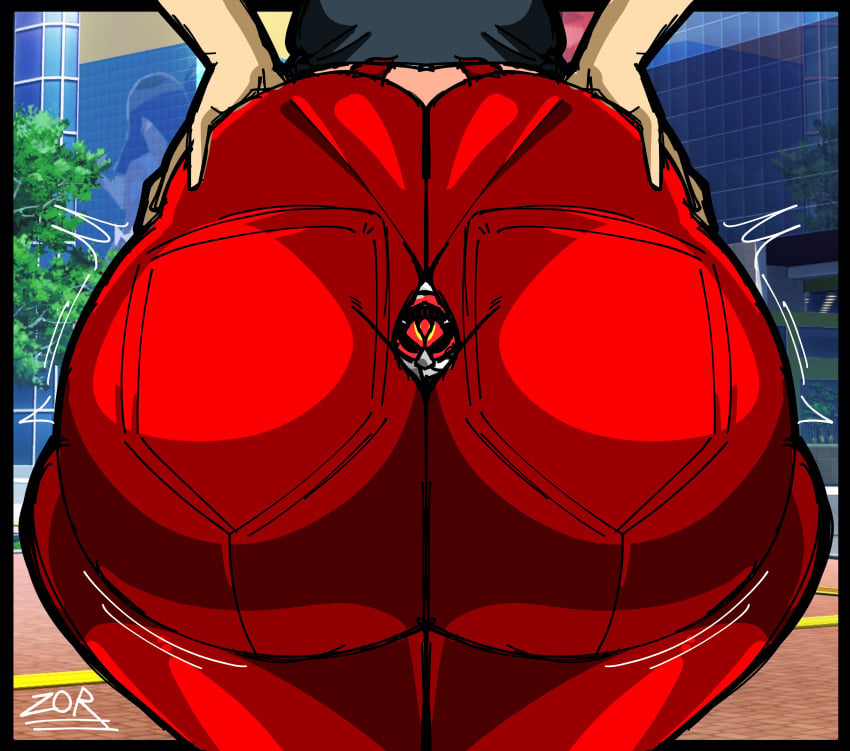 1girls 2024 argo_homura_(oc) artist_signature ass back_view beyblade beyblade_x big_ass bottom_heavy bottomwear curvaceous curvy curvy_figure dat_ass fat_ass female female_focus hands_on_ass hands_on_own_ass huge_ass large_ass motion_lines oc original original_character pale-skinned_female pale_skin presenting_ass presenting_hindquarters rear_view red_pants solo solo_focus thick_thighs tight_pants twitch_lines twitching wide_hips zoruadrawsstuff