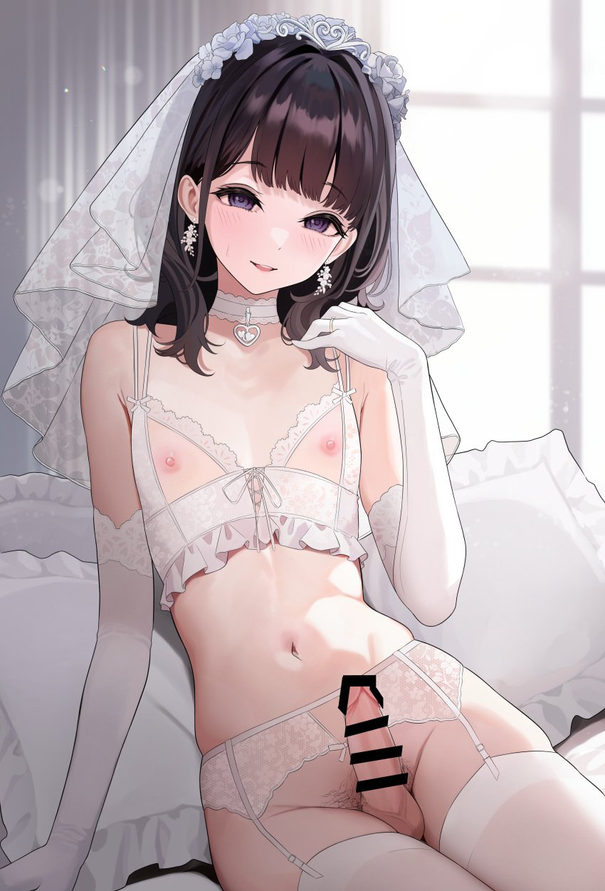 1boy artist_request average_sized_penis bar_censor censor_bar censored censored_penis digital_media_(artwork) erection femboy feminine_male girly human human_only lace lingerie looking_at_viewer male male_focus male_only otoko_no_ko otokonoko penis pointless_censoring sissy solo solo_focus solo_male tomgirl trap turisasu