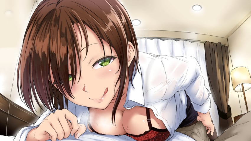 16:9 1boy 1girls :p animated aoi_tiduru assertive bangs big_breasts black_skirt blouse blush boner_in_pants bra breasts breath brown_hair brown_hair_female brown_legwear brown_pantyhose bulge buttons ceiling ceiling_light cleavage collared_shirt cowgirl_position curtains doutei_daisuki_ijiwaru_onee-san_no_gokujou_tehodoki_renzoku_shasei_lesson dress_shirt ear erect erect_penis erection erection_under_clothes erection_under_clothing female female/male female_on_top femdom fingernails girl_on_top grabbing grabbing_penis green_eye green_eyes green_eyes_female groping hair_over_one_eye heavy_breathing hetero huge_breast hybrid_animation indoor indoors lamp large_breasts large_filesize licking_lips lingerie lips long_hair long_hair_female long_sleeves looking_at_viewer male male/female male_pov massive_breasts medium_breasts naughty_face on_person open_clothes open_shirt original pantyhose pencil_skirt penis penis_grab penis_under_clothes pointy_chin pov pov_male red_bra shirt short_hair skirt smile solo_focus straight sweat sweatdrop tease teasing teasing_penis teasing_viewer third-party_edit tongue tongue_out underwear white_shirt woman_on_top