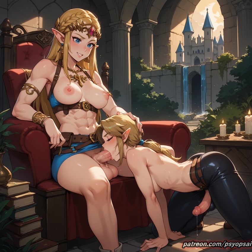 1boy 1futa ai_generated armor artist_name big_penis blonde_hair blowjob colored digital_media_(artwork) fellatio futa_on_male futadom futanari link long_hair oral oral_sex princess_zelda psyopsai sucking the_legend_of_zelda uncensored watermark zelda_(breath_of_the_wild) zelda_(twilight_princess)