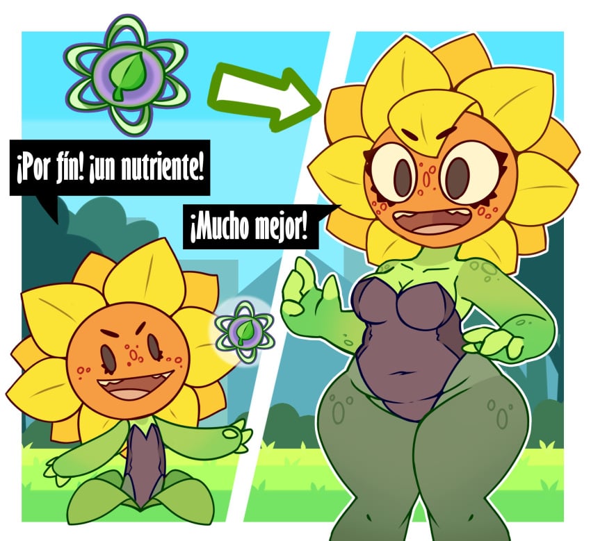 1girls anthro breasts female flora_fauna plant plant_girl plant_humanoid plantie plants_vs._zombies plants_vs_zombies sunflower_(pvz) transformation