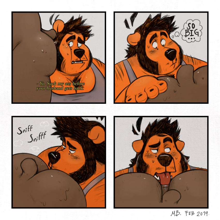 anal anthro ass bear butt cheating comic furry gay hairy male mammal mayku moobs musk oral overweight overweight_male rimming sex slightly_chubby sniffing sweat text tongue tongue_out ursid