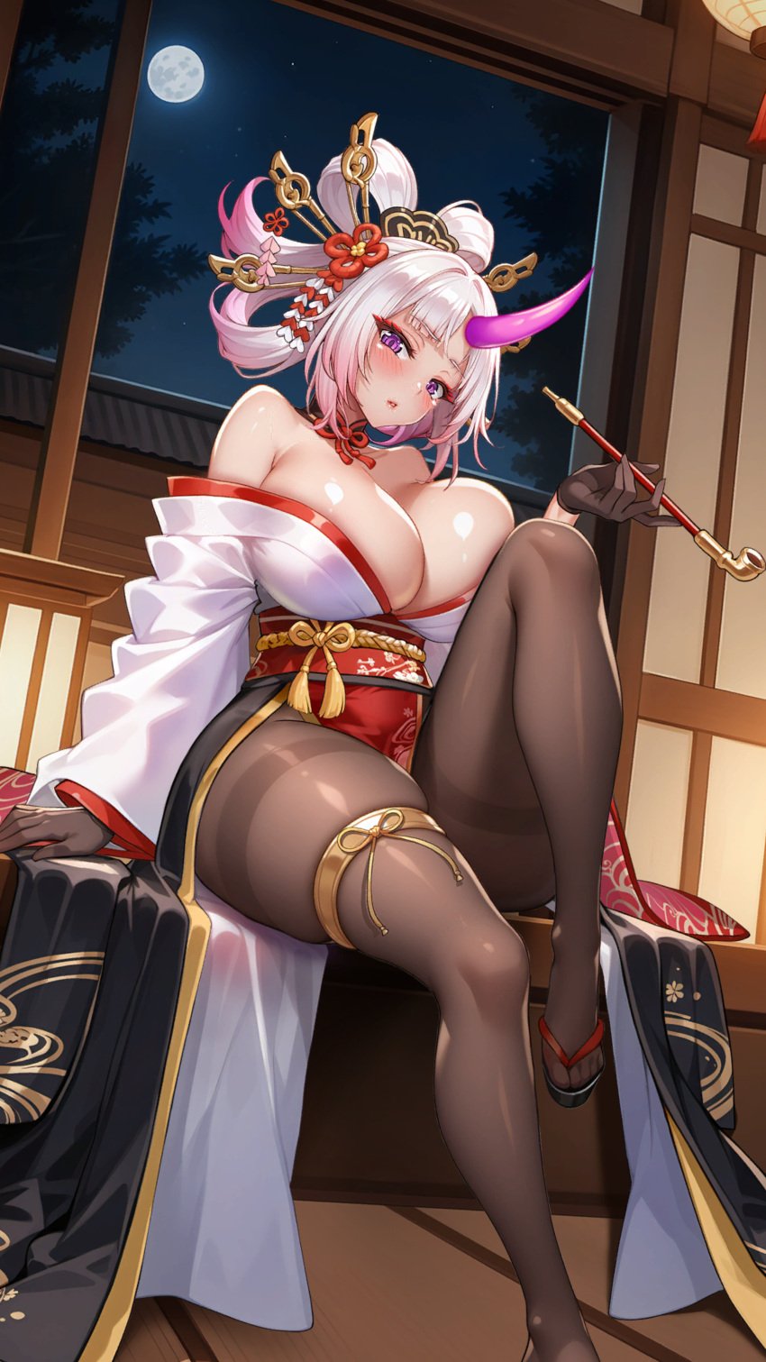 huge_breasts looking_at_viewer nova_(project_qt) nutaku project_qt thick_thighs tight_clothing