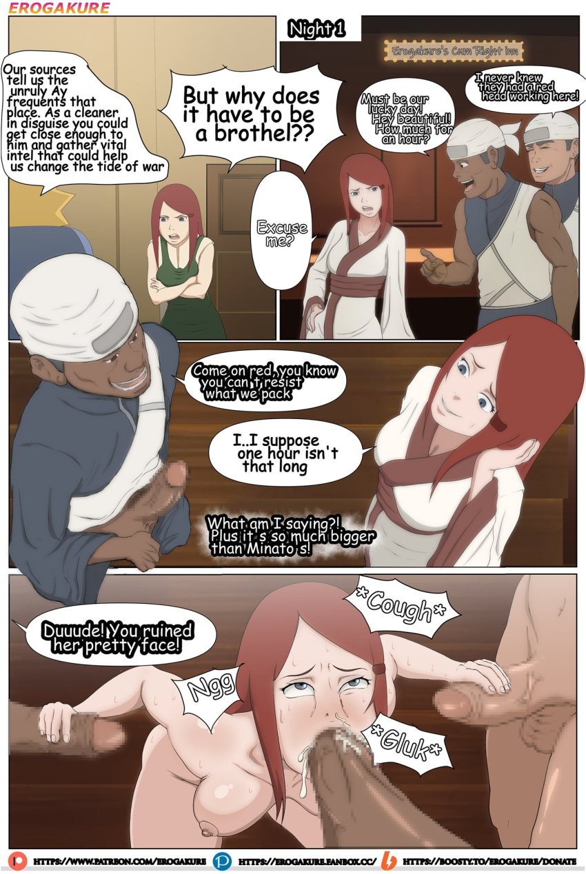 3boys censored comic comic_page dark-skinned_male dark_skin erogakure interracial long_hair milf mosaic_censoring naruto naruto_(series) red_hair uzumaki_kushina