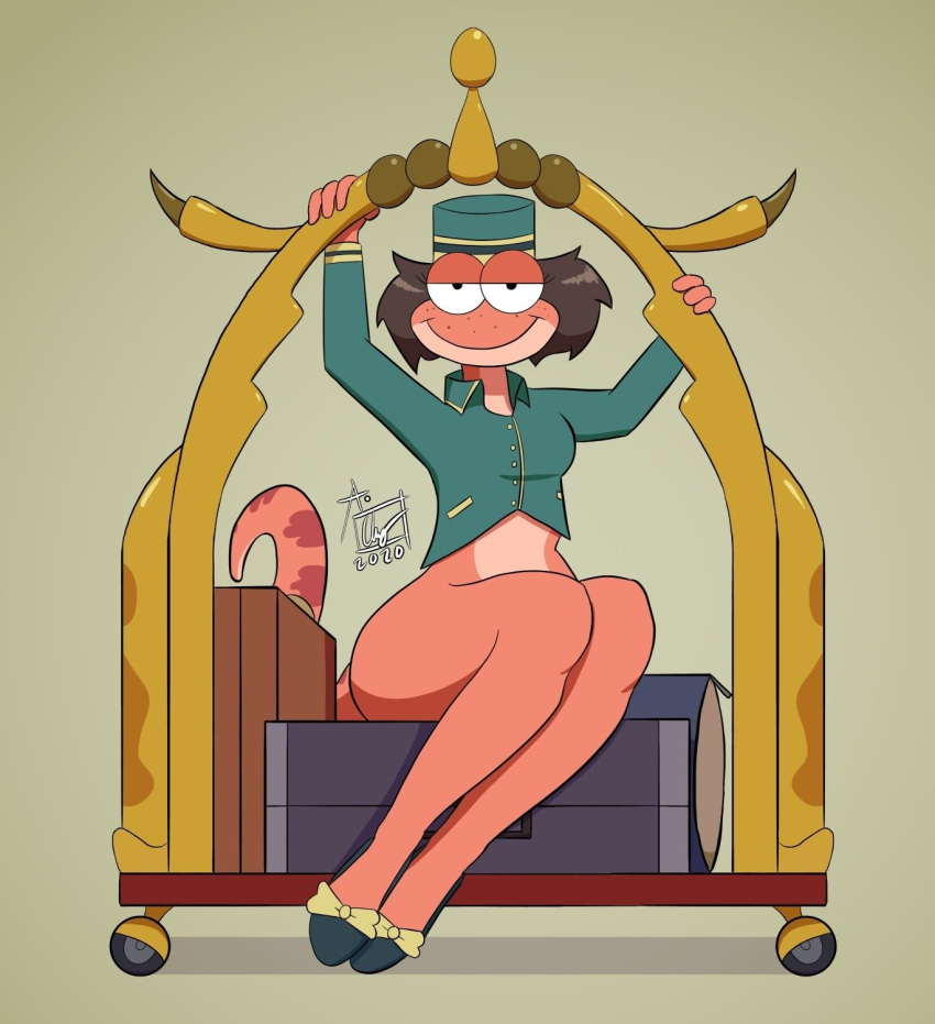 1girls amphibia amphibian anthro ass bella_(amphibia) bottomless breasts female sitting tagme theslimydude