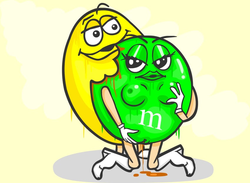 candy color colored dripping food_creature living_candy living_food m&m's mars_incorporated mascot ms._green spokescandy tagme vore what yellow_(m&m's)