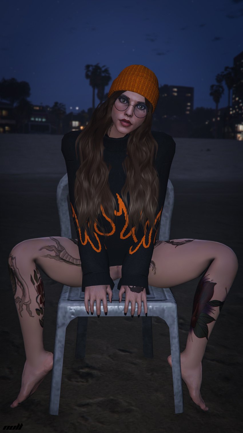 amelia_waters beanie flashing flashing_pussy glasses grand_theft_auto grand_theft_auto_online grand_theft_auto_v legs_apart naked naked_female no_panties no_pants nopixel nude nude_female nullinvoid public public_nudity pussy pussy_lips pussy_peek shoes spread_legs sweater tattoo tattoo_on_back tattoo_on_belly tattoo_on_legs tattooed_arm tattoos vagina voyeur