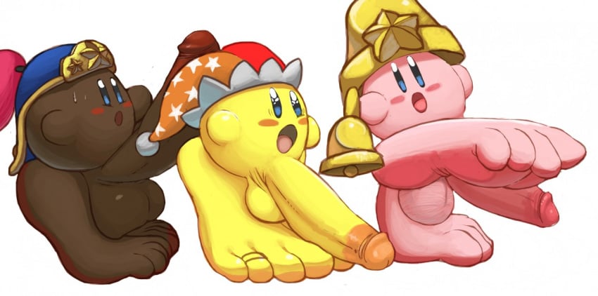 4_toes balls bell big_feet blush_stickers brown_balls brown_penis chestnut_mouth circumcised circumcision_scar countershading dark_skin erection feet foot_fetish glans hat helmet humanoid_feet hyper hyper_balls hyper_feet hyper_penis jester_hat kirby kirby_(series) male nervous nintendo pdxyz penis perineum shocked sidesack small_but_hung sweatdrop thick_penis tiptoes toe_ring video_games waddling_head walking yellow_balls yellow_penis