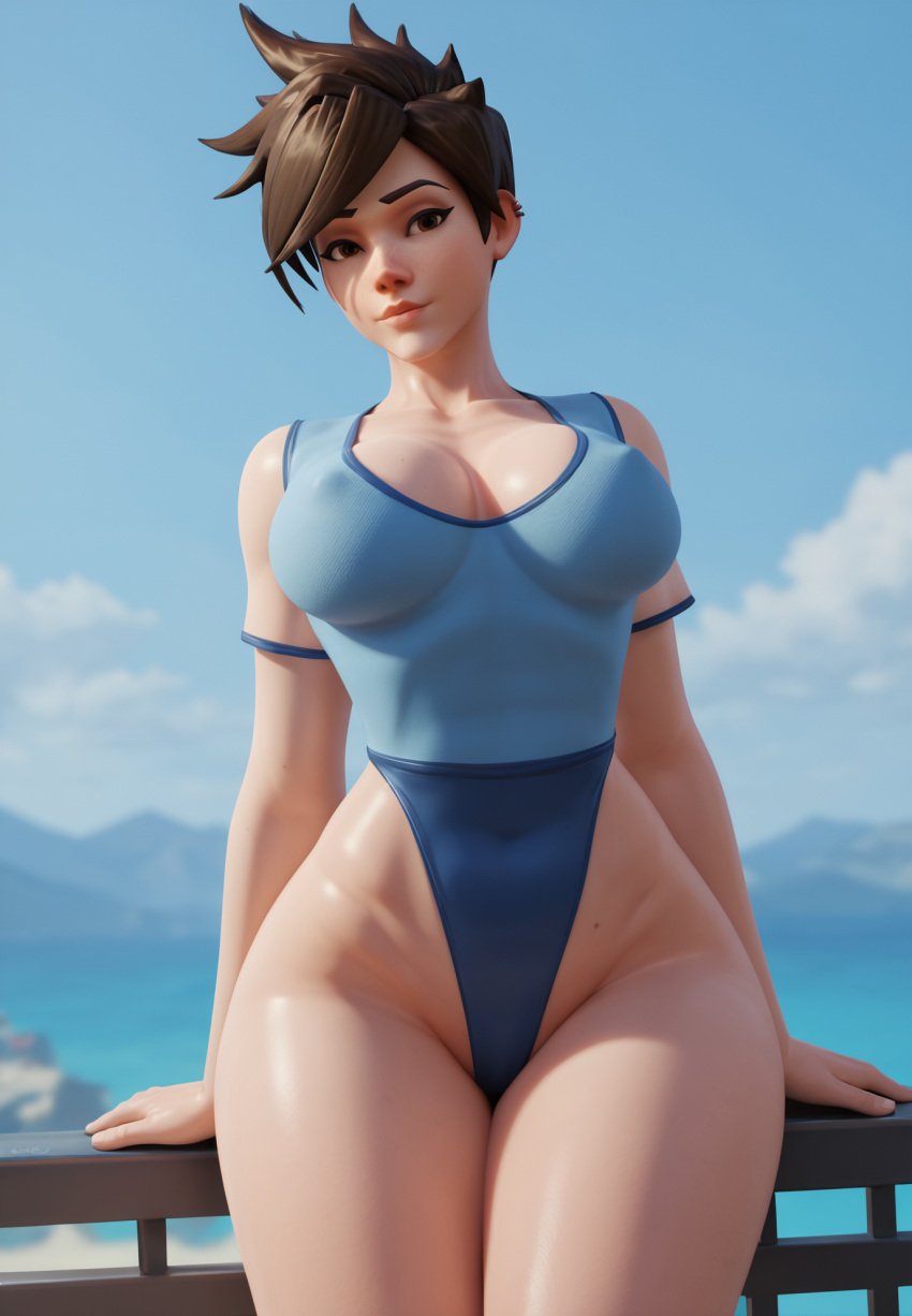 1female 1girls 3d ai_generated big_breasts blizzard_entertainment breasts british brown_eyes brown_hair busty busty_female cleavage clothed curvaceous curvy curvy_body curvy_female curvy_figure ear_piercing female female_focus female_only fremorg highleg highleg_one-piece_swimsuit highleg_swimsuit hip_dips hips hourglass_figure huge_breasts light-skinned_female light_skin looking_at_viewer nipples_bulge one_piece_swimsuit outdoors outside overwatch overwatch_2 pelvic_line pelvic_lines pokies pose shiny_skin short_hair skimpy skimpy_clothes smile solo solo_female stable_diffusion standing swimsuit thick_thighs thighs thong tight_clothing tight_fit tracer voluptuous voluptuous_female white_skin wide_hips