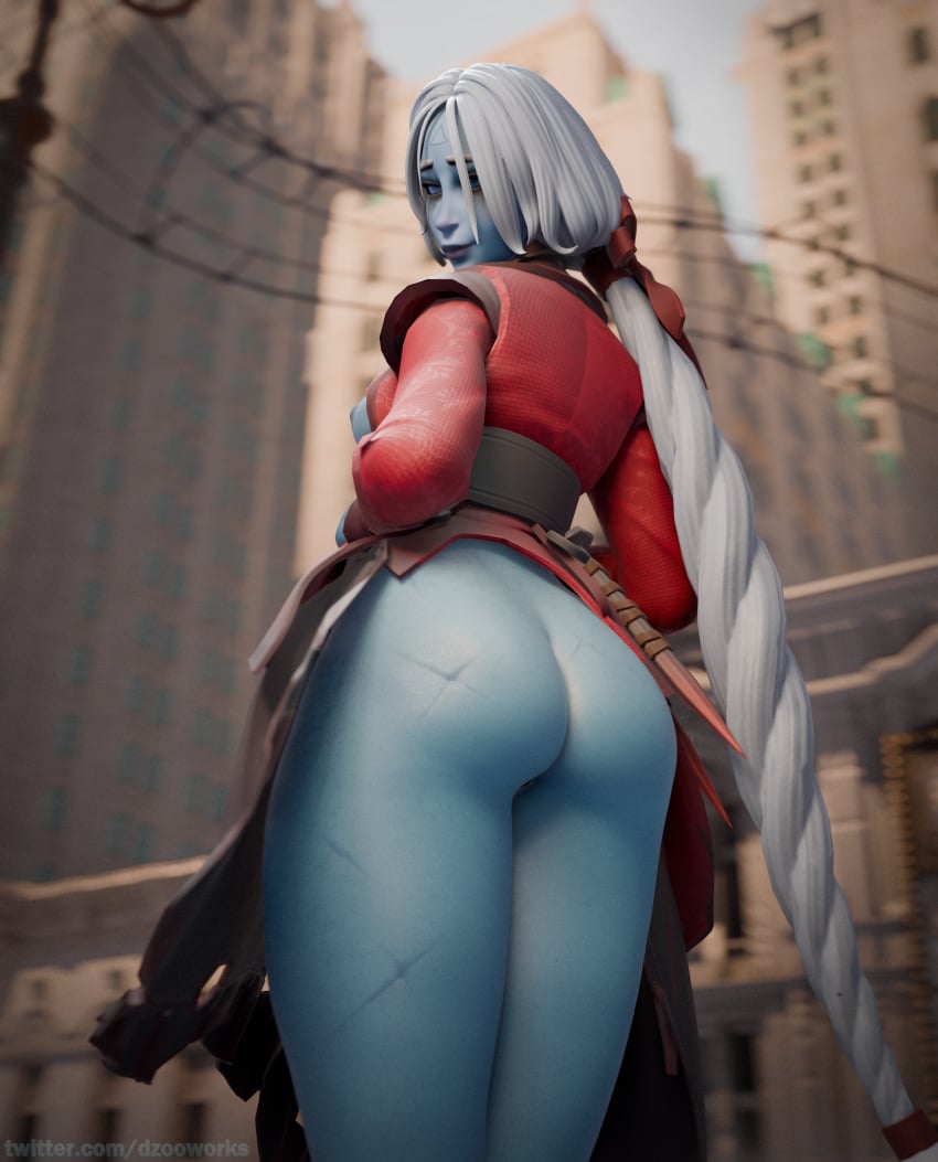 1girls 3d blender blender_(software) blender_eevee blue_skin deadlock dzooworks female large_ass large_breasts thick_thighs thighs valve video_game_character video_games vindicta_(deadlock) white_hair