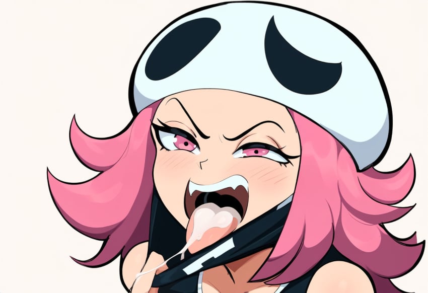 after_oral ai_generated cum cum_in_mouth female mask mask_pull mullon novelai pink_hair pokemon pokemon_sm team_skull team_skull_grunt team_skull_grunt_(female) tongue tongue_out