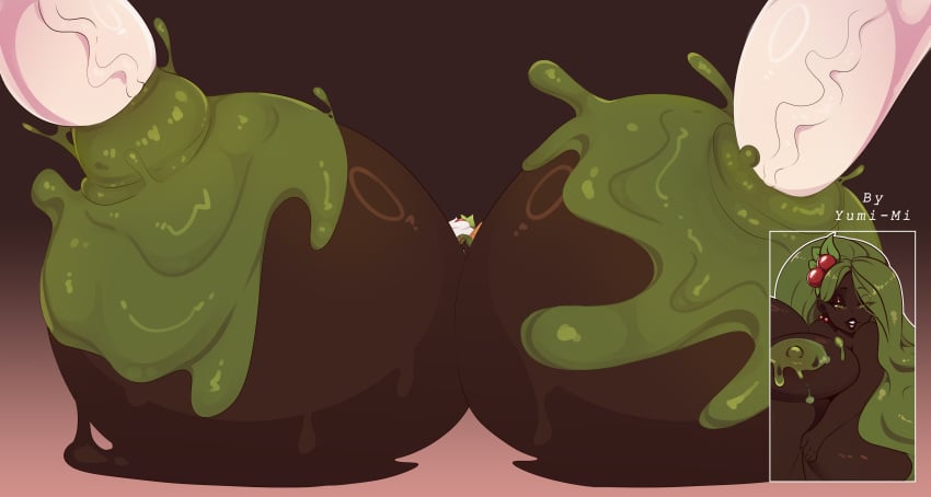 big big_belly big_breasts big_nipples breast_expansion brown_body brown_skin candy chounyuu chubby chubby_belly chubby_female dildo dildo_in_nipple expansion expansion_fetish fat fat_female fat_fetish female female_focus female_only food food_fetish food_tf food_transformation genitals green_eyes green_hair green_nipples hyper hyper_breasts hyper_nipples ice ice_cream long_hair makeup melting nipples nipples_expansion original original_character penis penis_in_nipple piercing solo solo_female solo_focus transformation whore_eyes yumi_mi