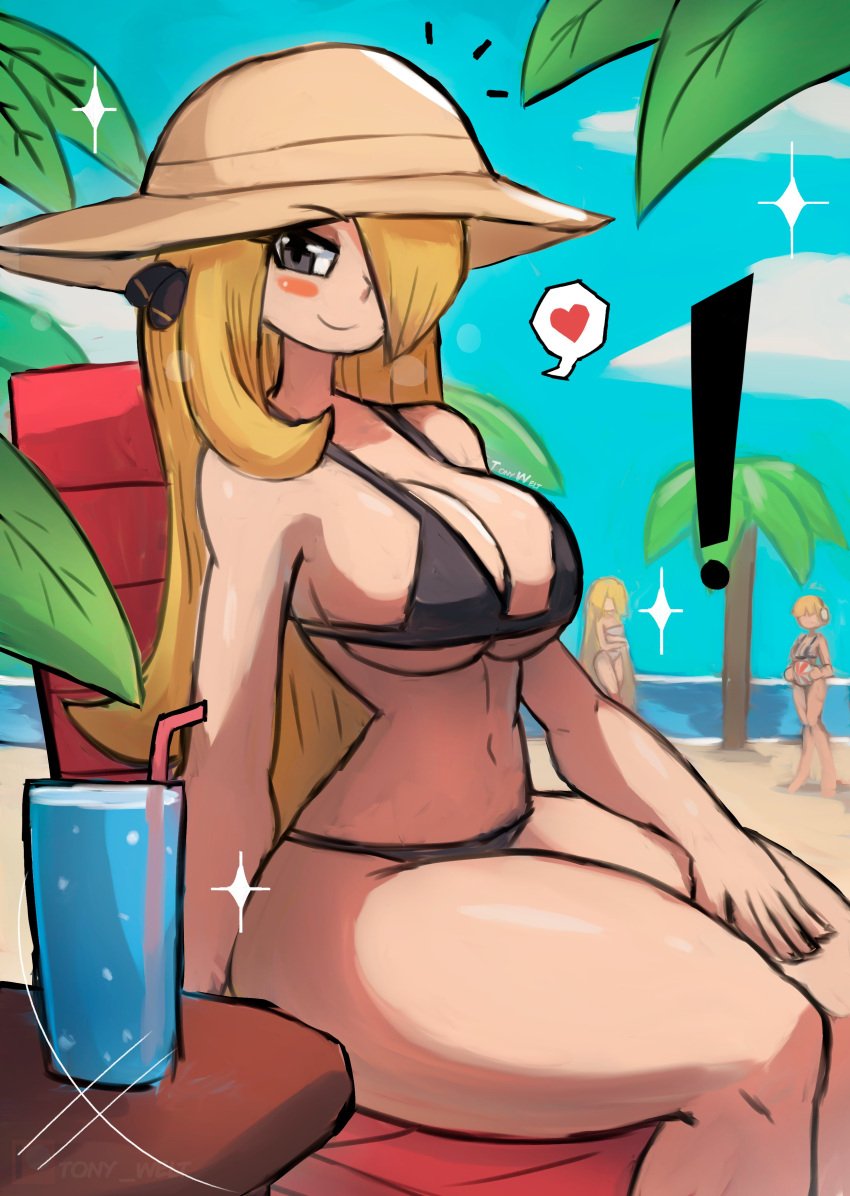 blonde_hair breasts cynthia_(pokemon) female female_only nintendo pokemon solo tony_welt