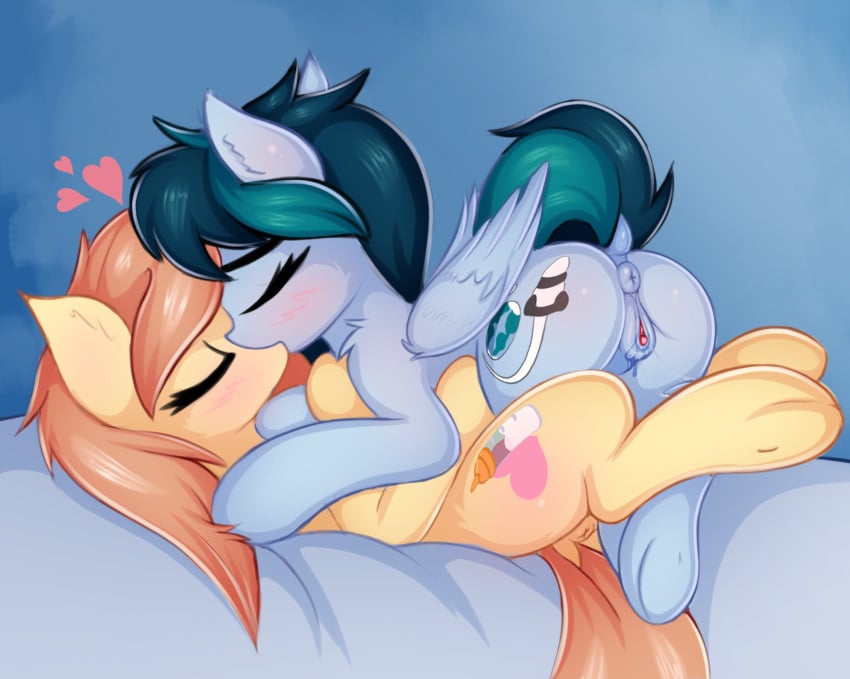 2019 anatomically_correct anatomically_correct_pussy anus ass bed blue_background blue_feathers blush brown_hair clitoral_winking clitoris closed_eyes cream_heart_(mlp) cutie_mark delta_vee dock duo earth_pony equine eyebrows eyelashes fan_character feathered_wings feathers female feral feral_on_feral folded_wings french_kissing fur hair heart hi_res hooves horse kissing love lying mammal mature_female my_little_pony nude on_back on_bed on_top pegasus pony puffy_anus pussy pussy_juice pussy_juice_string sex short_hair short_tail simple_background teal_hair twiren wings yuri