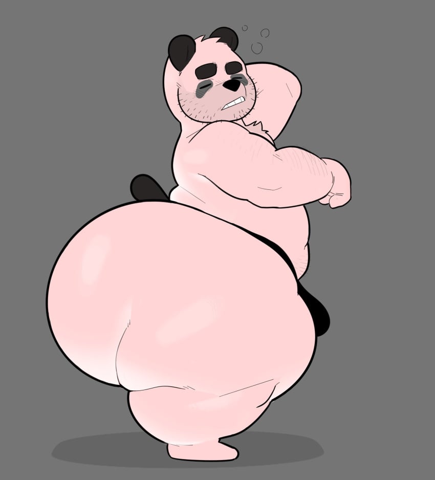 1boy 2024 anthro ass bara bear big_ass big_butt body_hair bubble_ass bubble_butt bulge chibi cute dat_ass facial_hair five_o&#039;clock_shadow furry gay huge_ass huge_butt humanoid kemono male male_only massive_ass massive_butt milkblend overweight overweight_anthro overweight_male panda pink_body pink_fur pom_(milkblend) sleepy tail thick thick_ass thick_legs thick_thighs yaoi