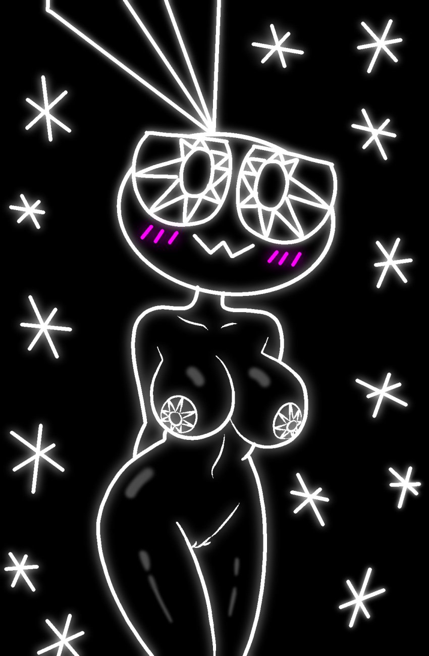 breasts monochrome naked rabbit_ears vib-ribbon vibri