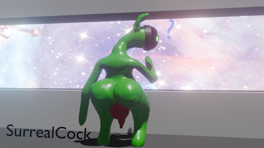 alien alien_boy alien_humanoid big_ass different_colored_penis femboy genetalia green_skin hefty_balls hyper_balls penis poorly_rendered surrealcock surrealcock_(artist)