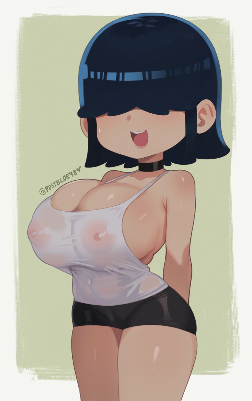 1girls 2024 2024s aged_up areola areolae artist_name artist_signature ass big_areola big_ass big_breasts big_nipples big_thighs black_choker black_hair black_shorts blush breasts choker female female_focus female_only goth goth_girl hair_between_eyes hair_over_eyes hi_res hidden_eyes huge_areola huge_breasts lucy_loud nickelodeon nipples postblue98 shirt short_hair shorts signature the_loud_house thick_hips thick_thighs thighs wet_shirt wide_hips