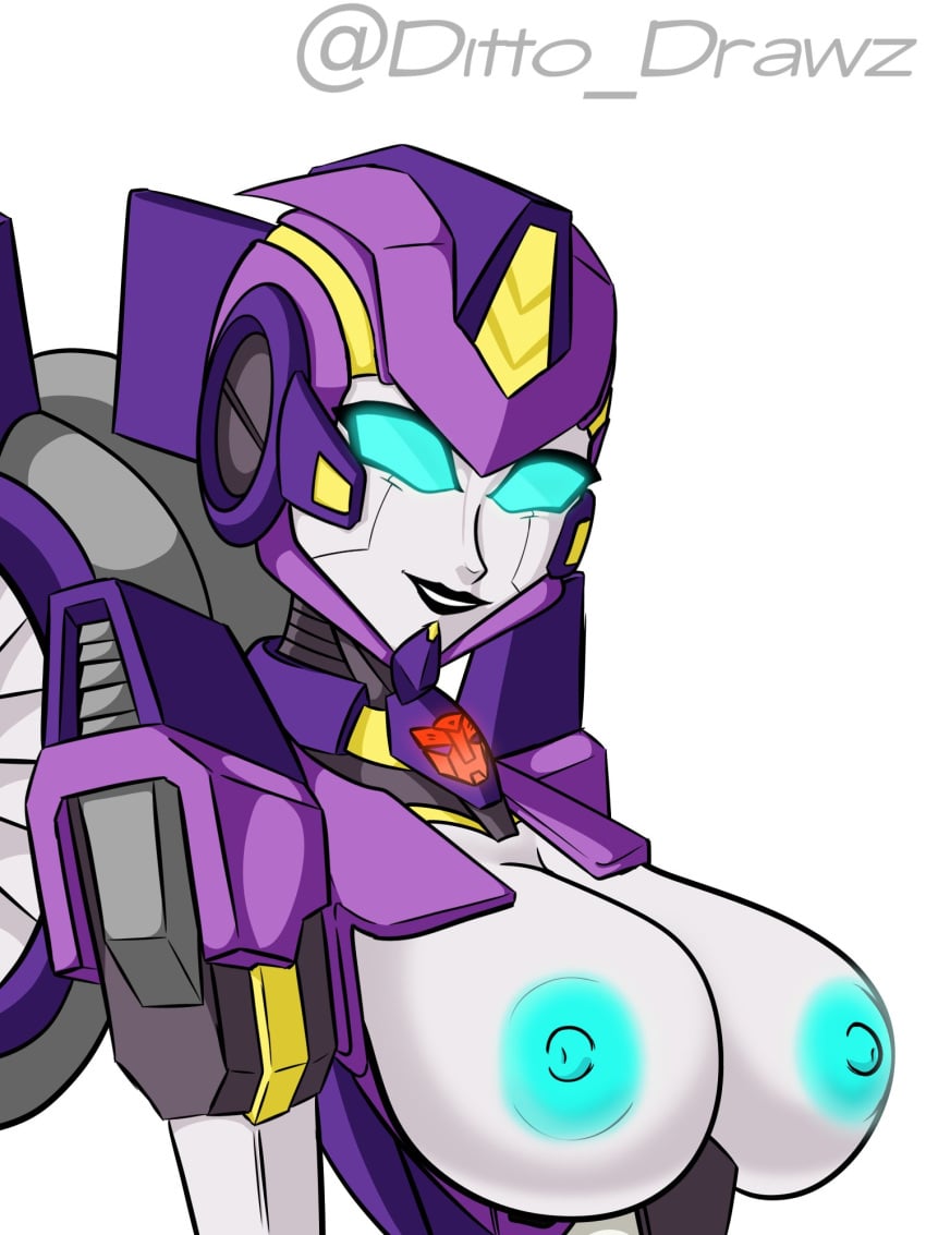 1girls big_breasts blue_eyes blue_nipples busty glowing_eyes helmet mechanical_wings nautica robot robot_girl robot_humanoid rookie115 smile solo solo_female transformers white_background white_skin