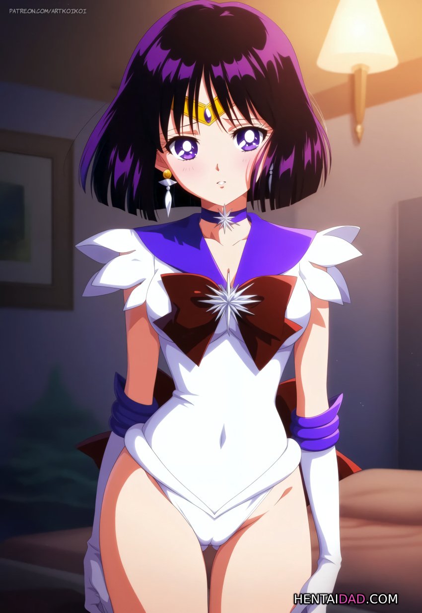 1girls ai_generated artkoikoi bishoujo_senshi_sailor_moon female hotaru_tomoe koikoi purple_eyes purple_eyes_female purple_hair purple_hair_female remastered sailor_saturn short_hair short_hair_female upscaled