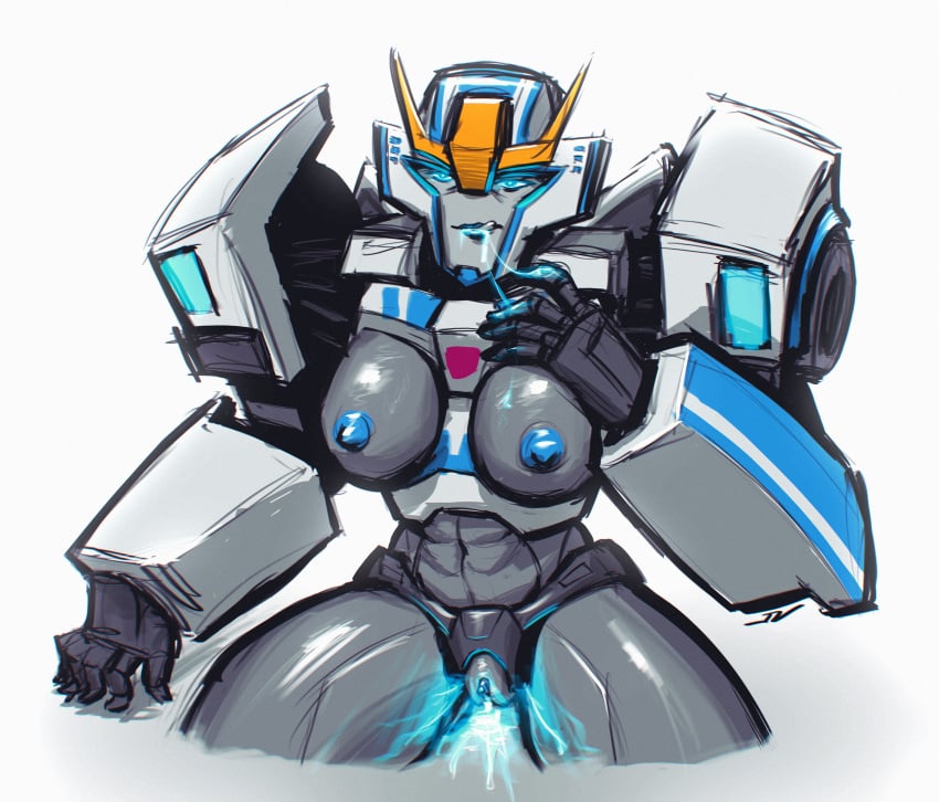 blue_eyes blue_lipstick blue_nipples breasts clitoris formlessandvoid medium_breasts nipples pussy pussy_juice pussy_juice_string robot robot_girl robot_humanoid strongarm_(transformers) tongue tongue_out transformers transformers_robots_in_disguise_(2015) vagina