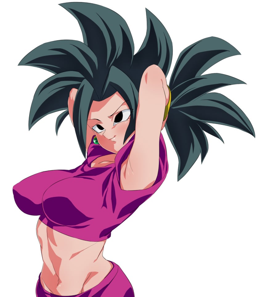 base_form_kefla black_eyes black_hair dragon_ball dragon_ball_super female kefla ponytail rom rom_taku spiky_hair tagme