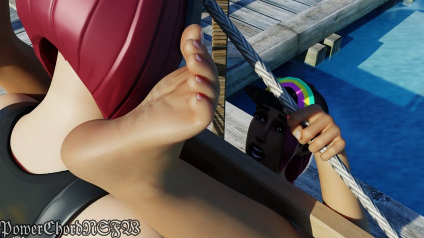 2girls beach_bomber brite_bomber dark-skinned_female dark_body dark_skin epic_games fortnite fortnite:_battle_royale light-skinned_female light_skin power_chord powerchordnsfw white_body white_penis