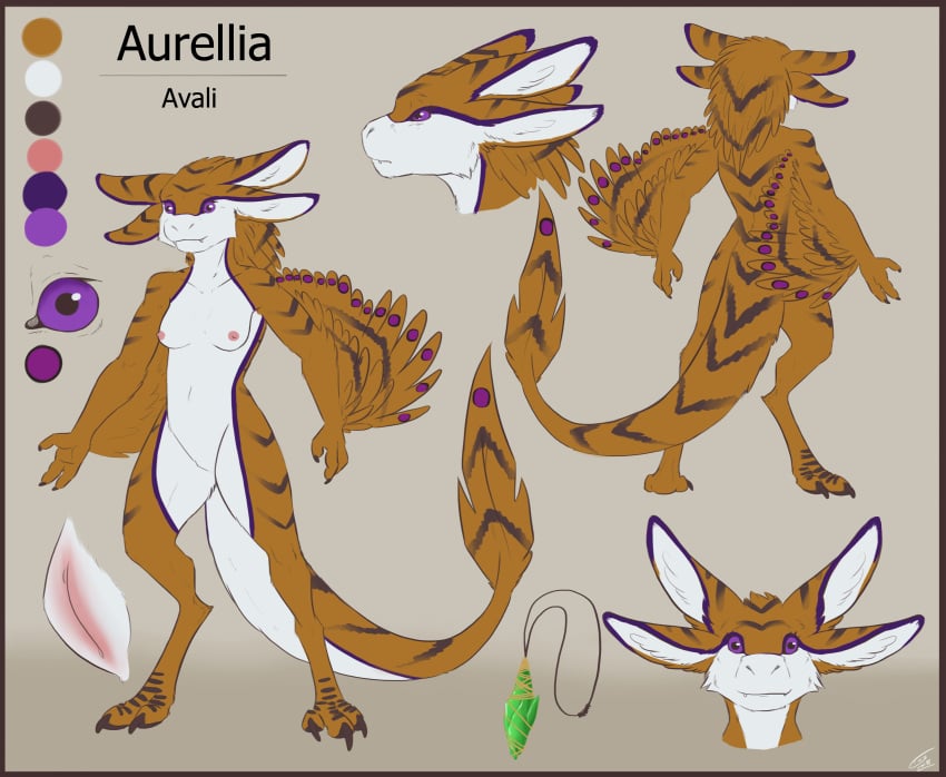 aurellia_darkwater avali breasts dinosaur feathers female jewelry lady-darkstreak pussy reptile scalie solo theropod