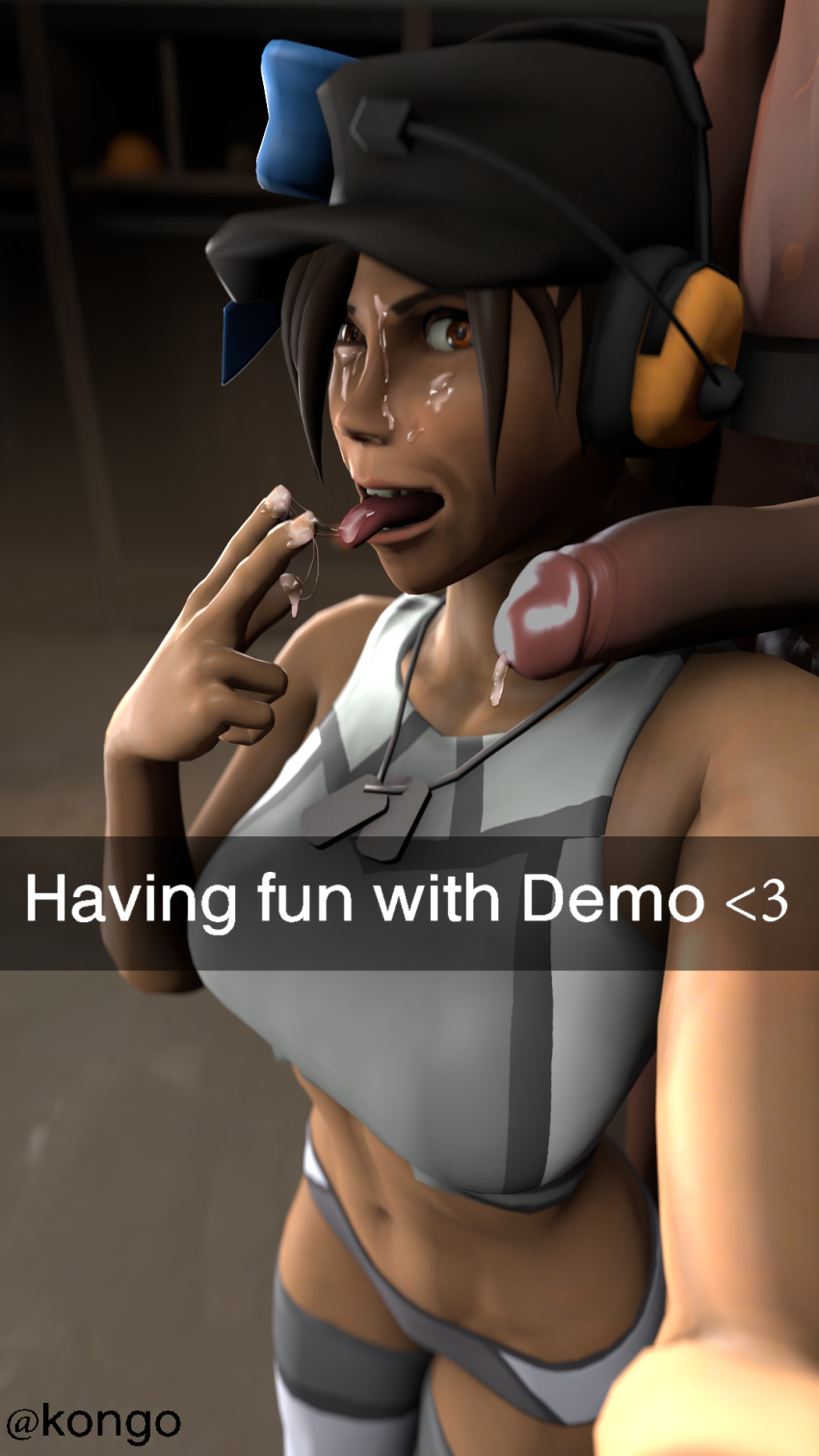 1boy 1girls 3d after_oral cum cum_in_mouth cum_on_face demoman demoman_(team_fortress_2) female female_focus femscout human human_female human_male human_only kongo male picture selfie sex snapchat source_filmmaker straight team_fortress_2 unseen_male_face valve