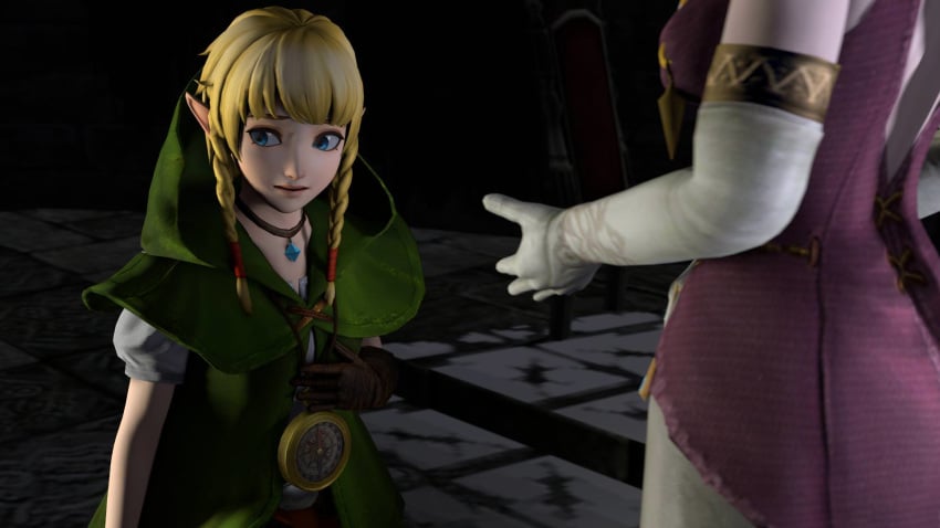 2girls 3d 3dhentaihero compass hyrule_warriors hyrule_warriors_definitive_edition linkle nintendo princess_zelda the_legend_of_zelda yuri zelda_(hyrule_warriors)