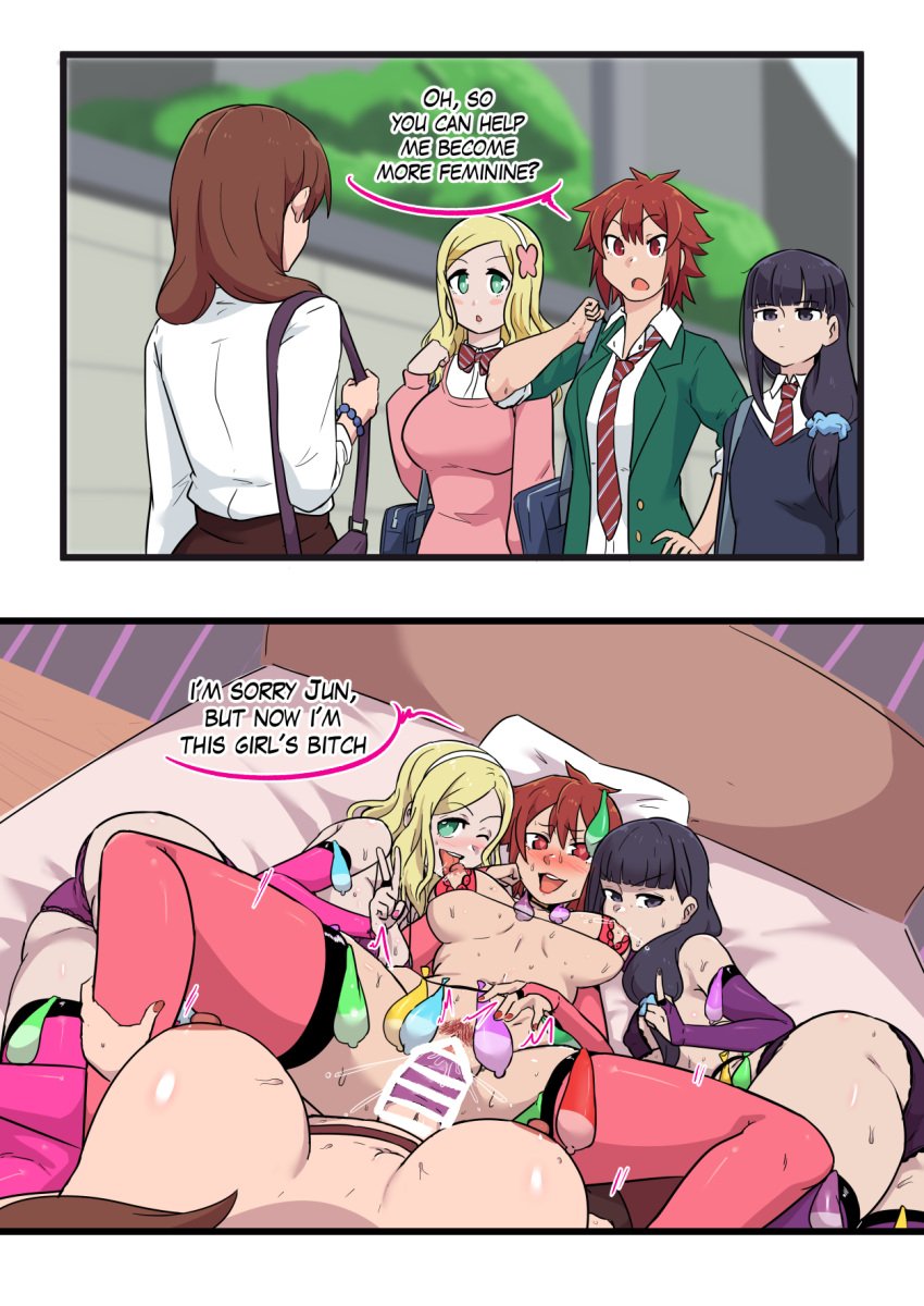 1futa 2koma 3girls aizawa_tomo alternate_version_available areolae big_breasts big_penis black_hair blonde_hair bottomless breasts carol_olston censored cheating clitoris clothed clothing colored colored_nails condom condom_accessories condom_on_penis cucked_by_futa cuckold dialogue english_text erection faceless faceless_character faceless_futa female filled_condom filled_condoms futa_on_female futadom futanari green_eyes hands_on_legs harem heart-shaped_pupils human instant_loss instant_loss_2koma intersex licking_nipples light-skinned_female light-skinned_futa light_skin lingerie long_hair middle_finger misuzu_gundou mostly_nude netorare nipples ntr penis pubic_hair pussy red_eyes red_hair safe_sex sex spread_legs string_bra sucking_nipples text thighhighs threesome tie tomboy tomo-chan_wa_onna_no_ko ukaya_masaru_mx unseen_futa_face used_condom v vaginal_penetration vaginal_sex