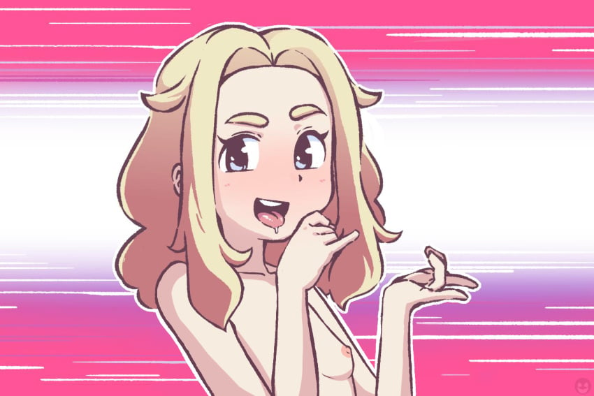 1girls blonde_hair breasts female female_only human lass_(pokemon) lass_(pokemon_ss) npc_trainer pokemon pokemon_ss sexually_suggestive small_breasts topless weird_dude