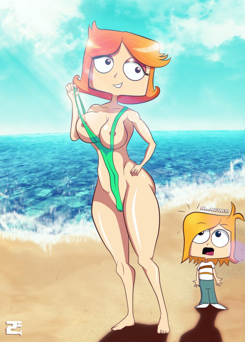 anoningen beach bikini debbie_turnbull debs_turnbull mother_and_son robotboy tommy_turnbull